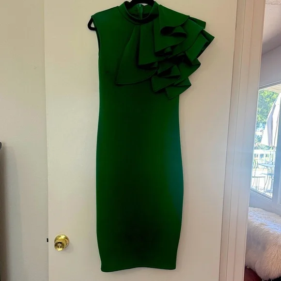 Women's Cocktail Bodycon Ruffle Sleeveless Formal Midi Pencil Dress - Picture 1 of 4